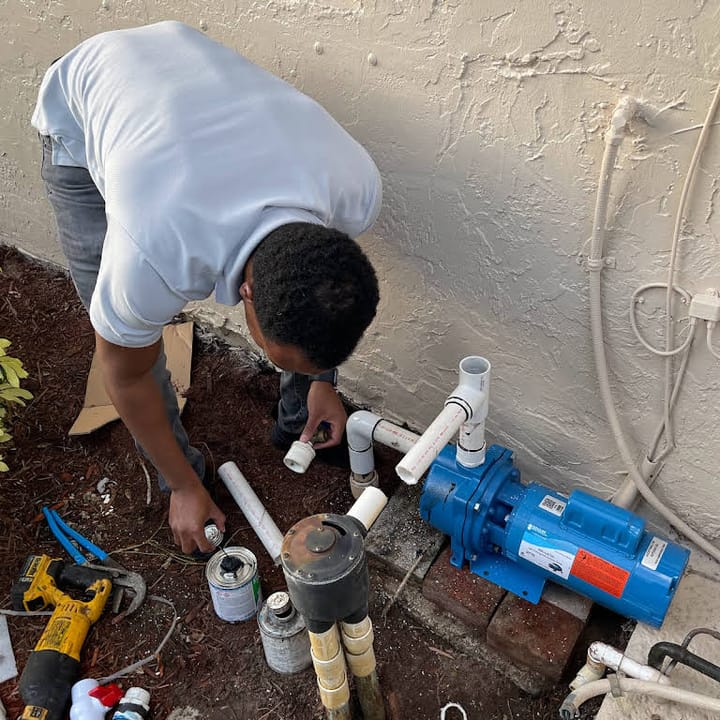 Ben installing a Goulds irrigation pump
